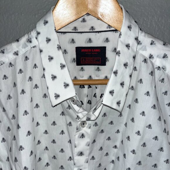 JARED LANG AFTER HOURS Button Down Shirt GUCCI STYLE BEE PATTERN - XL SLIM FIT - Picture 3 of 12